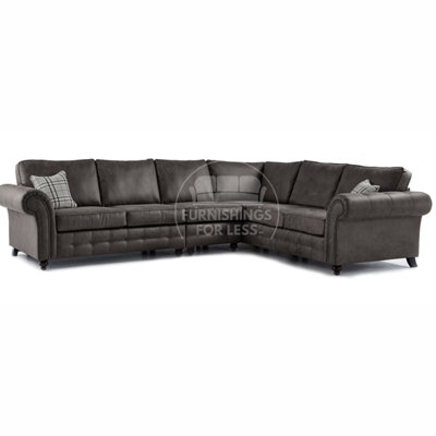 Furnishings For Less UK Oakland Charcoal Chesterfield 6 Seater L Shape Large Corner Sofa from B&Q