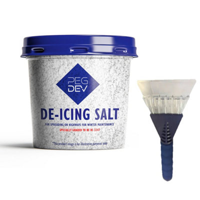 PegdevPdlPremium White De-Icing SaltCar Window ScraperRapid Snow & Ice Melting FormulaNon-Corrosive (3.5Kg) from B&Q