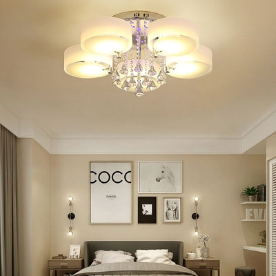 Living And Home 5 Head Modern Round Acrylic Led Ceiling Light Color Changing Chandelier With Crystal Accent from B&Q