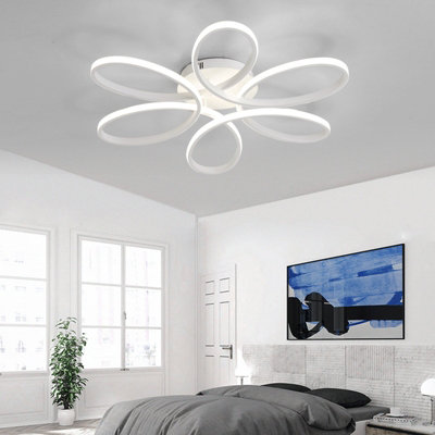 Living And Home Modern White Acrylic Frame Circular Petal Led Ceiling Light Fixture Cool White 58Cm from B&Q