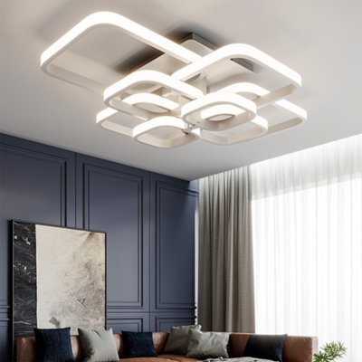 B&Q -  8 Lamp Square Modern Acrylic Led Low Energy Semi Flush Ceiling Light Fixture Dimmable