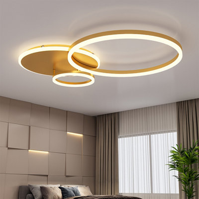 B&Q -  3 Circular Classic Golden Loops Low Energy Led Flush Ceiling Light 65Cm
