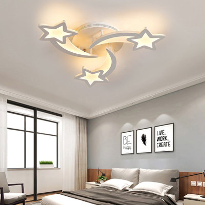 B&Q -  3 Head Childlike Shooting Stars Led Low Energy Flush Mount Ceiling Light Cartoon Decor Dimmable