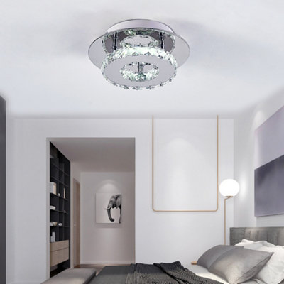 Living And Home Modern Round Small Chrome Crystal Led Ceiling Light Fixture For Hallways And Corridor Cool White 20Cm from B&Q