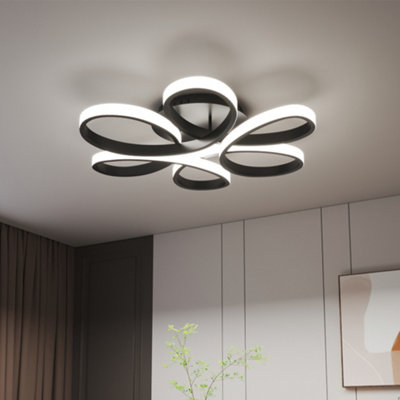 Living And Home Black 58Cm Circular Curved Shape Acrylic Semi Flush Led Cool White Ceiling Light Fixture from B&Q