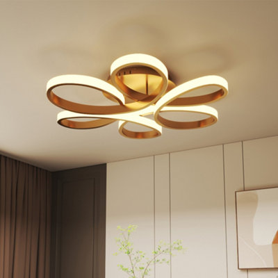 Living And Home Gold 58Cm 1 Light Curved Shape Acrylic Flush Mount Led Dimmable Ceiling Light Fixture from B&Q