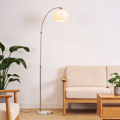 Living And Home White 60W Modern Arched Height Adjustable Floor Lamp Floor Light With Marble Base 145 To 220Cm from B&Q