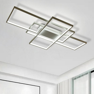 Living And Home 3 Lights White Neutral Style Rectangular Led Semi Flush Ceiling Light Fixture 90Cm Dimmable from B&Q
