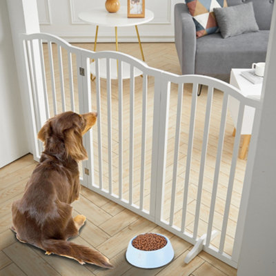 Living And Home 3-Panel White Wooden Folding Pet Playpen Freestanding Pet Gate With Fix Brackets 82Cm H from B&Q