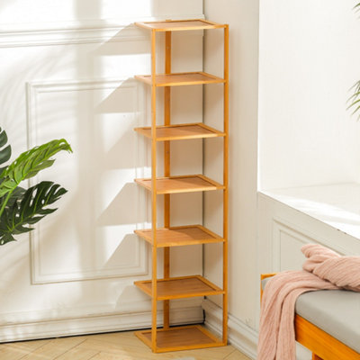 Living And Home 7-Tier Tall And Narrow Bamboo Shoe Storage Rack Entryway Hallway Shoe Storage Organiser from B&Q