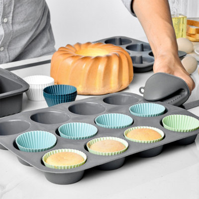 Living And Home Set Of 24 Multicolor Reusable Silicone Muffin Baking Cups