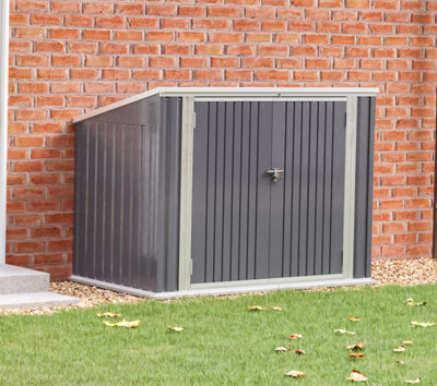 Living And Home 5.7 X 3.5 Grey Metal Shed Garden Storage Shed Pent Roof For Tool Trash Can Recycle Bin Debris