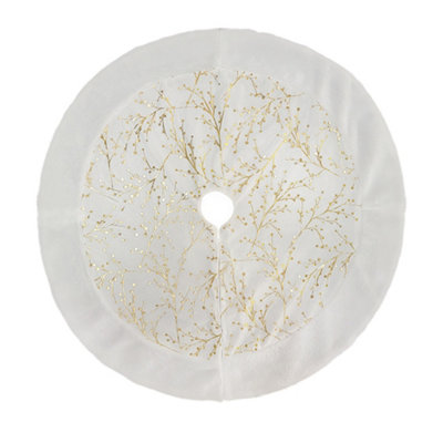 Living And Home Gold Twig Plush Christmas Tree Skirt Christmas Decoration Xmas Ornament from B&Q