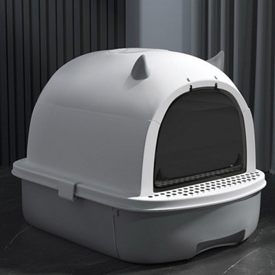 B&Q -  Cat Litter Box Kitten Litter Box Little Devil Design Pet Loo With Scoop And Lid