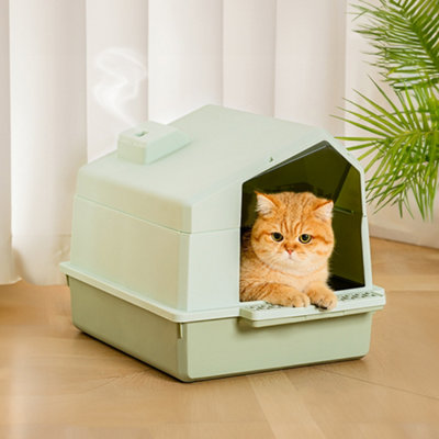 Living And Home Foldable Cat Litter Tray Kitten Litter Box Pet Loo With Scoop And Lid 36Cm H from B&Q