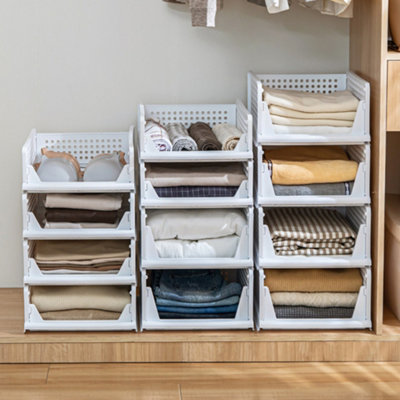 Living And Home Folding Stackable Wardrobe Storage Basket Cupboard Tabletop Organiser 20 L from B&Q