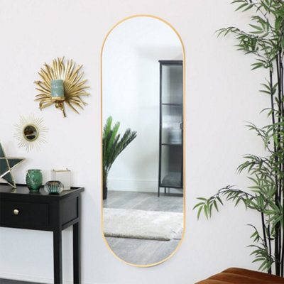 B&Q -  Gold Oval Wall Mounted Framed Full Length Mirror Dressing Mirror 50 X 160 Cm
