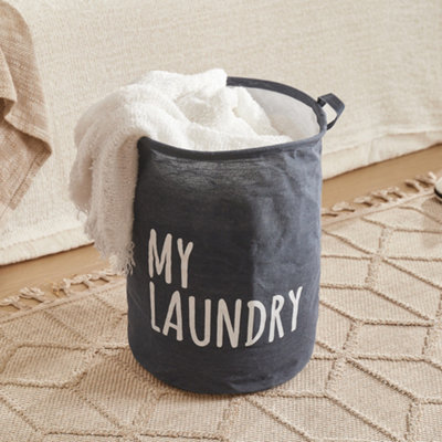 B&Q -  Cotton Linen Laundry Hamper With Drawstring