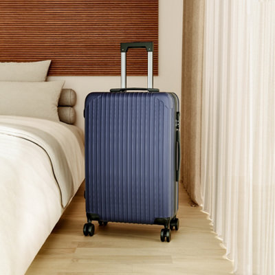 Living And Home Blue Hardshell Spinner Wheel Luggage Travel Suitcase 24"