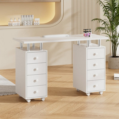 Living And Home 8 Drawers Manicure Station Nail Table Salon Nail Desk On Wheels from B&Q