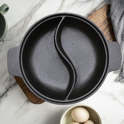 Living And Home Black Cast Iron Hot Pot With Divider from B&Q