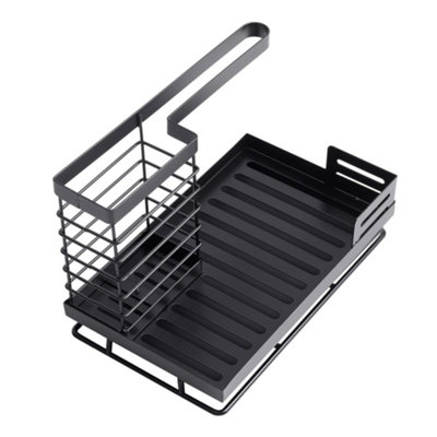B&Q -  Black Stainless Steel Sink Organizer With Drain Tray