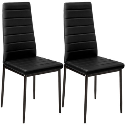 B&Q -  Set Of 2 Black Dining Chairs Pu Leather Accent Chair Kitchen Chair Set For Dining Room