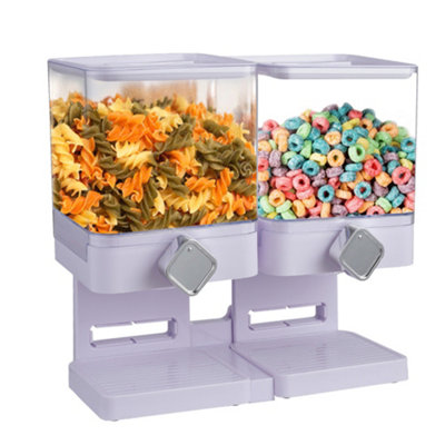 Living And Home White 2 Lids Square Cereal Dispenser Food Storage For Kitchen And Pantry Rice Dispenser For Cereal Beans Grains Nuts from B&Q