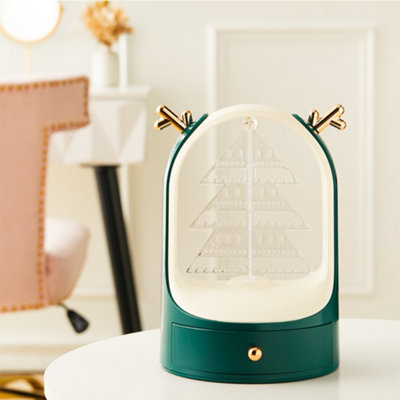 Living And Home Green Desktop Christmas Tree Jewellery Storage Box Earring Display Holder With Drawer from B&Q