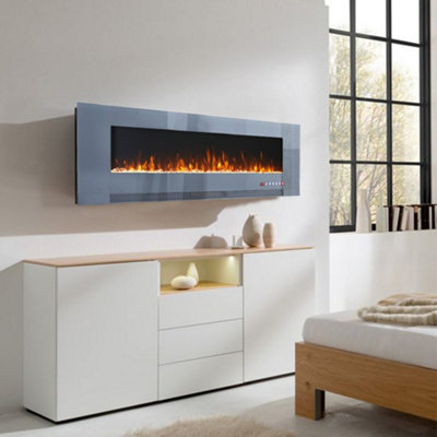 Living And Home Electric Fire Wall Mounted Wall Inset Or Freestanding Fireplace 12 Flame Colors With Remote Control 60 Inch from B&Q