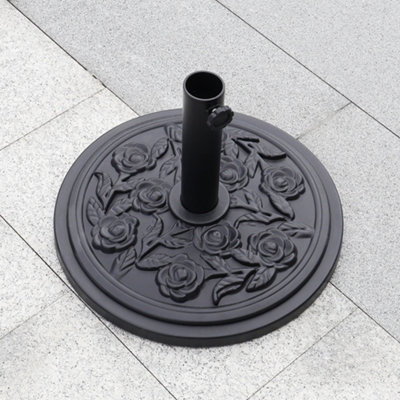 Living And Home Black Vintage Floral Pattern Cement Freestanding Parasol Base Outdoor Umbrella StandLoad Capacity 10Kg from B&Q