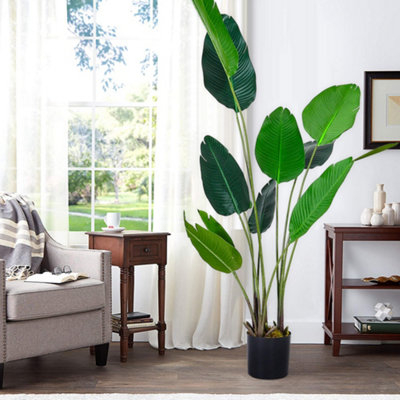 B&Q -  Artificial Plant House Plant Indoor Plant Fake Banana Tree In Black Pot 180 Cm