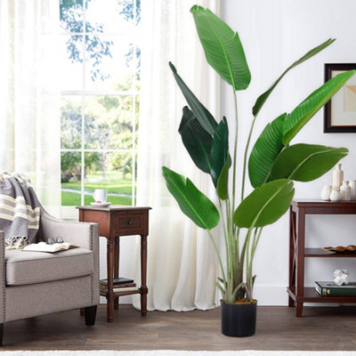 Living And Home Artificial Banana Tree Fake Plant House Plant In Black Pot 160 Cm from B&Q