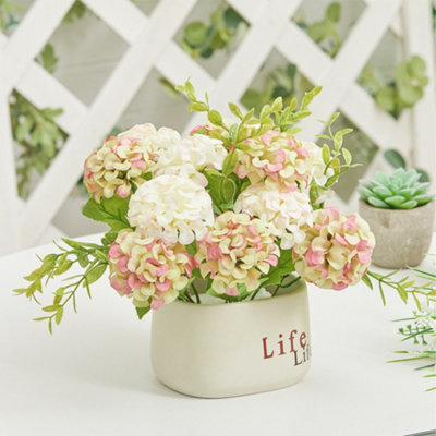 Living And Home Potted Artificial Flower Ornaments Hydrangea Flower In Ceramic Planter For Tabletop Decoration 20Cm (W) from B&Q