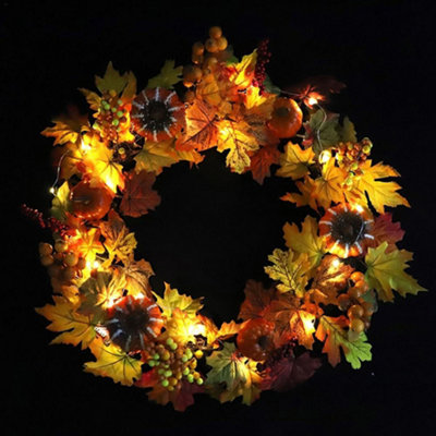 Living And Home Maple Leaves Fall Door Wreath Harvest Festival Decorations 50 Cm from B&Q
