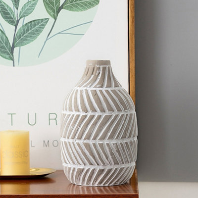 B&Q -  Beige Modern Distressed Ceramic Flower Vase Home Tabletop Decor For Gifts