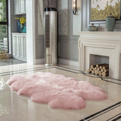 Living And Home Pink Fluffy Carpet Fuzzy Plush Comfy Soft  Indoor Carpet For Bedroom Playroom from B&Q
