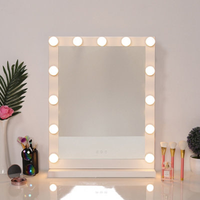 Living And Home Hollywood Vanity Mirror Makeup Mirror Touch Control Lighted Mirror With 13 Dimmable Light Bulbs 40X 52Cm from B&Q