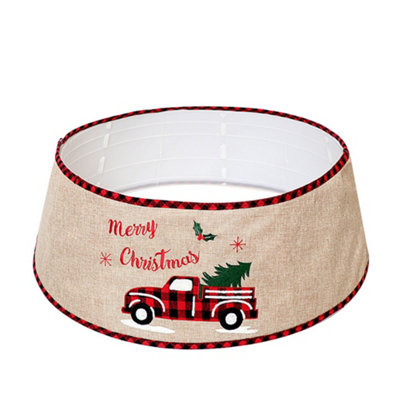 Living And Home Burlap Merry Christmas Tree Skirt Collar Christmas Decoration Xmas Ornament from B&Q