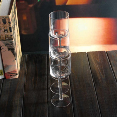 B&Q -  3 Pcs Glass Candle Holder Tealight Holder Set Candlestick Table Centerpiece