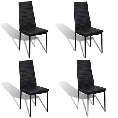 B&Q -  Set Of 4 Black Pu Leather Dining Chair Set Accent Chair With Metal Legs