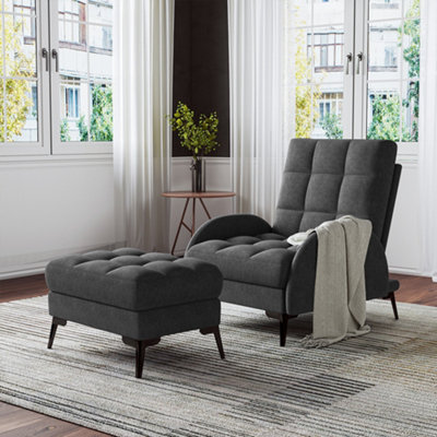 Living And Home Dark Grey Frosted Fleece Recliner Armchair Reclining Chair Lounger Chair Sofa Chair With Thickened Footstool from B&Q