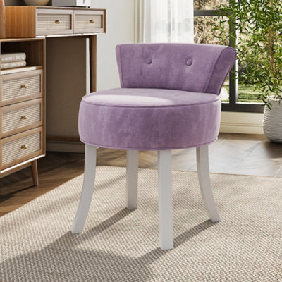 Living And Home Purple Velvet Dressing Table Stool Vanity Padded Makeup Chair from B&Q