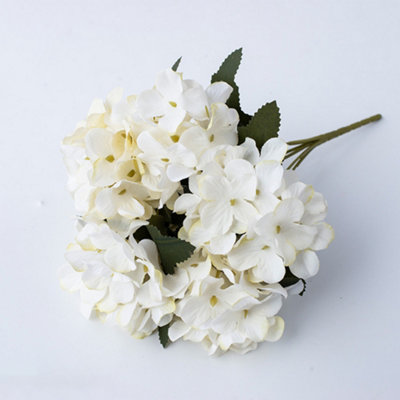 B&Q -  White Silk Artificial Hydrangea Flowers Bouquet Wedding Centerpiece Decoration