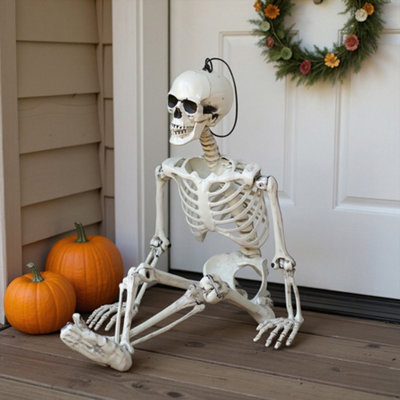 Living And Home Halloween Realistic Full Body Skeleton Prop Decoration Posable Joints 90Cm