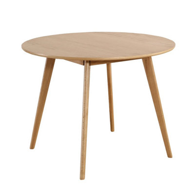 Sienna Scandinavian 2-4 Seater Oak Effect Round Wooden Dining Table100Cm