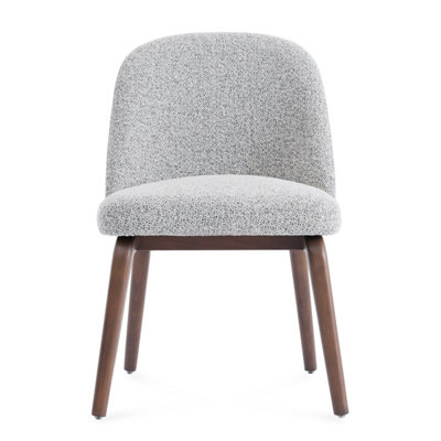  - Hearthwood Set Of 2 Light Grey Bouclé Dining Chairs With Walnut Effect Ash Solid Wood Frame