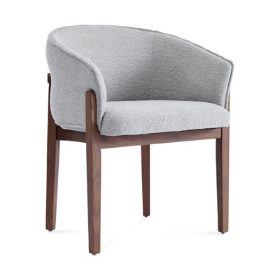  - Lucent Light Grey Bouclé Dining Chair With Walnut Effect Ash Solid Wood Frame