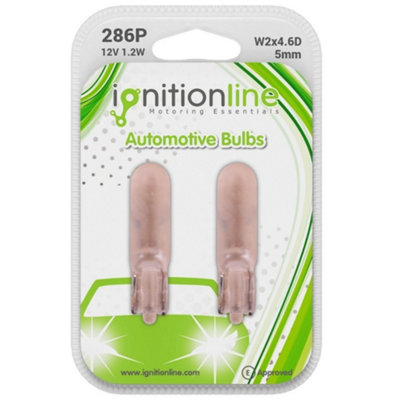 2 X 286 Pearl 12V 1.2W Car Panel Dashboard Light Miniature Capless Bulbs W2X4.6D from B&Q