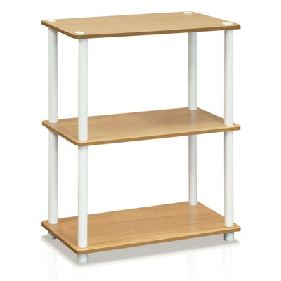 Walplus Furinno Turn-N-Tube 3-Tier Compact Multipurpose Shelf Display Rack, Beech
